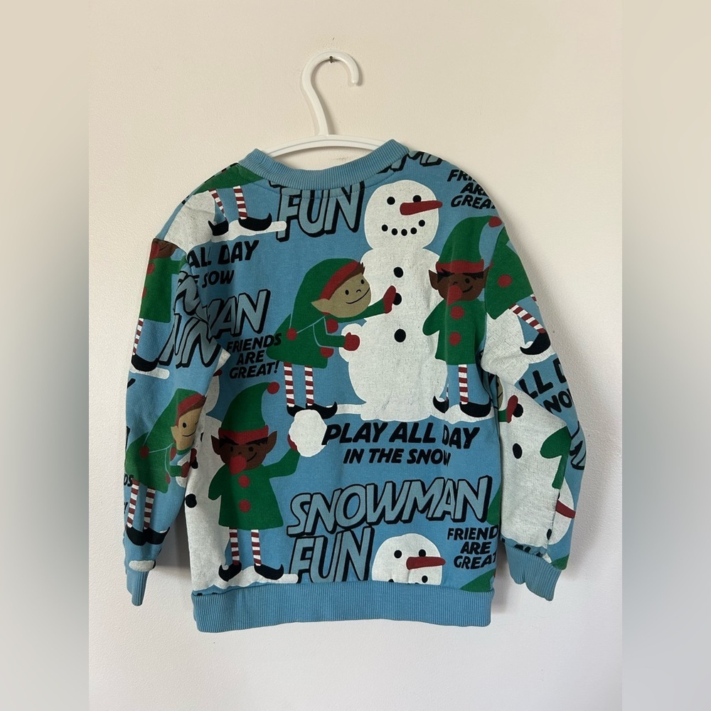 H&M Toddler kids Winter Snowman Blue Sweatshirt Size 3/4 T